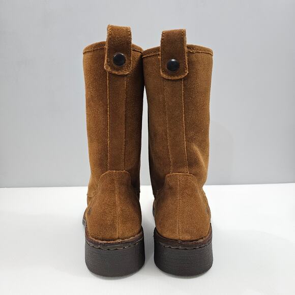 Born Mid Calf Boot Womens 8.5 Cognac Brown Suede Pull On Riding Rustic Fall - Picture 7 of 16